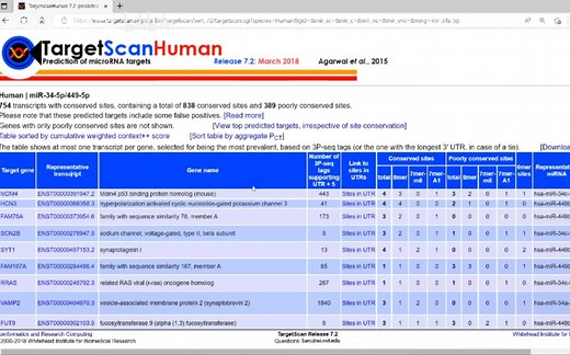 microRNA相关数据库介绍(二）：《TargetScan》种间保守性预测miRNA的靶基因