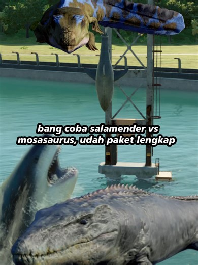 Mosasaurus vs Salamander Showdown in Jurassic World