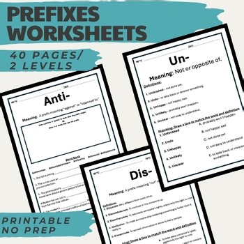 Prefixes Worksheets & Activities | No Prep ELA Resource | Grades 6–10
