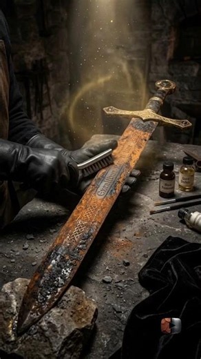 Restoring Excalibur — King Arthur's Sword After 1,500 Years 👑⚔️ #shorts #beforeandafter