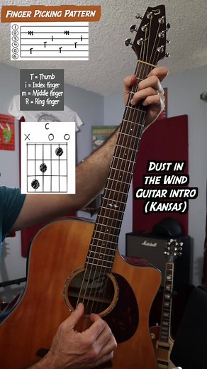 The intro to dust in the wind by Kansas, played on my Breedlove acoustic up close to the camera with chord chats and a finger picking pattern to help you learn to play it. #guitarlesson #dustinthewind #fingerstyleguitar #kansasrockband #acousticguitar | Anthony Parker and the Near Life Experience