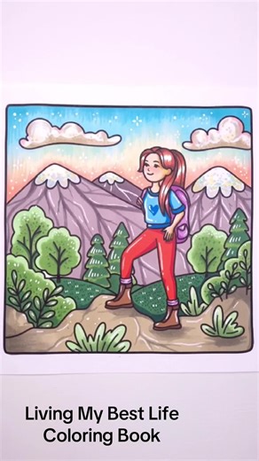 Coloring Book for a Peaceful Mountain Hike