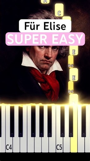Für Elise-SUPER EASY Piano Tutorial|Beethoven-With Accompaniment #FürElise #PianoTutorial #Beethoven