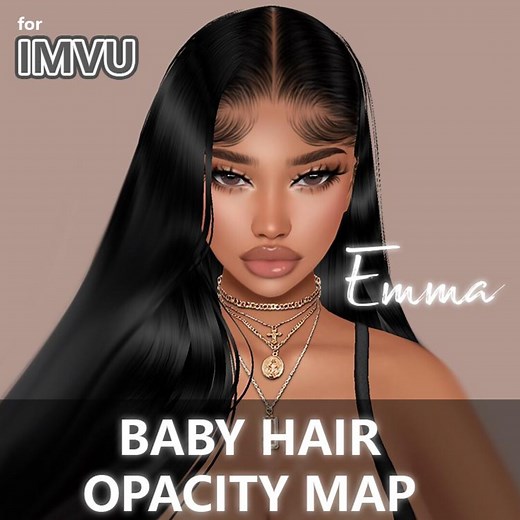 Emma Baby Hair Opacity Map for IMVU | BBH | Baby Hair Texture | Sleek Cap | Scalp for IMVU Hairstyles | Tutorials and Textures Included - Etsy