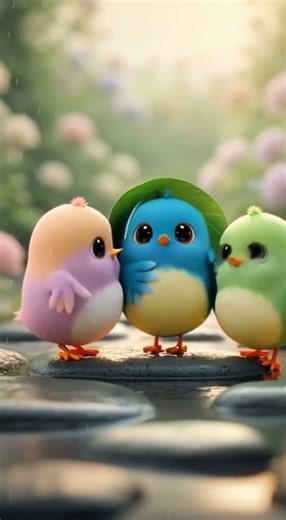 “Cute Birds Dancing in the Rain ☔✨ | Cozy Pastel Vibes”. #youtubeshorts