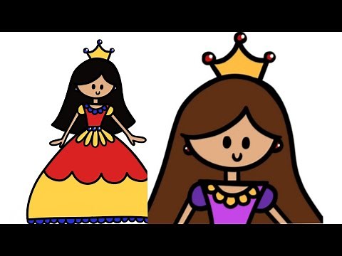 How to draw a PRINCESS - Easy Tutorial for Kids, Toddlers, Preschoolers