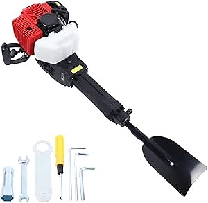 52CC Gas Powered Excavator 2 Stroke Garden Tree Digger Handheld Trencher Digger Machine Portable Plant Shovel Sapling Mobile Shovel Tree Drilling Machine for Garden Farm