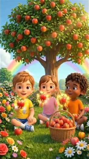 Apple Song for Kids | Fun Learning with 3 Cute Kids | V - Kids Play #shorts