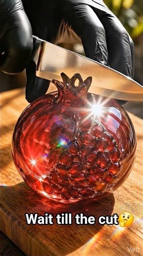 Most satisfying glass pomegranate slice ever 🍎🔪 #asmr #satisfying #glassfruit #ytshorts #shortsfeed