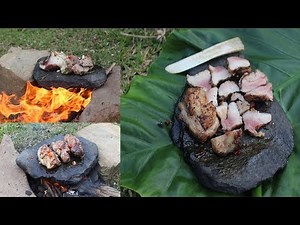 Primitive Technology: Grilled meat on the rocks || Primitive Technology cooking