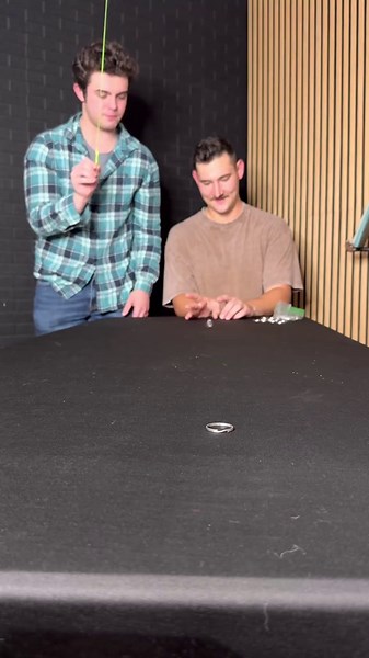 Hooking a ring trick shot on the way back