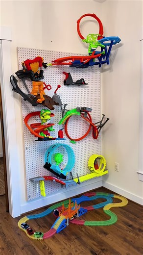Hot Wheel Track Wall Storage for Playroom Organization
