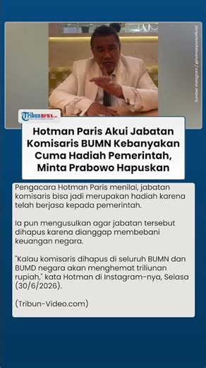 Hotman Paris: We Must Admit That BUMN and BUMD Commissioner Positions Are Mostly Just Government ...
