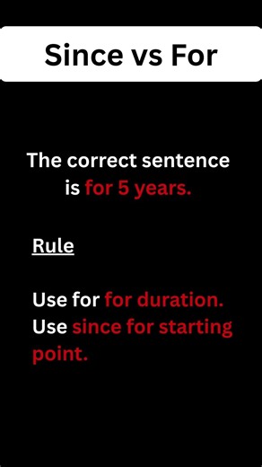 Since vs For | Common English Grammar Mistake #englishshorts #shorts