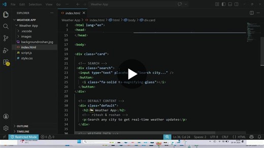 #webdevelopment #javascript #weatherapp #project #opentowork #html #css #api #studentproject #techlearning #coding #buildinpublic | Priyanshi Johari