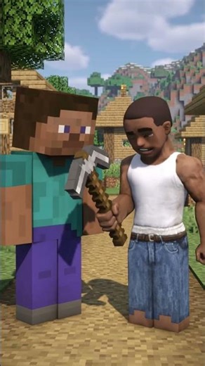 Minecraft Steve Teaches CJ How to Mine Diamonds | GTA x Minecraft Crossover