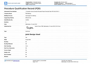 Procedure Qualification Record (PQR) template: Digital format or PDF