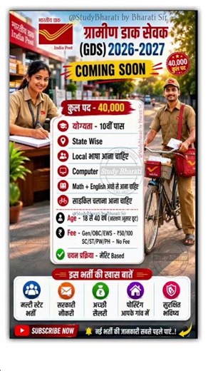 📢 ग्रामीण डाक सेवक (GDS) भर्ती 2026 | 40000+ पद | पूरी जानकारी 60 सेकंड में