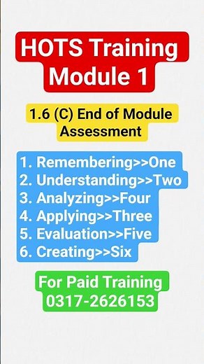 HOTS Training Module 1 1.6 (C) End of Module Assessment