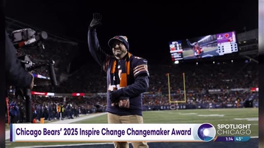 Congrats to the @chicagobears 2025 Changemaker recipient, Matt DeMateo! He was honored at the amazing game at Soldier Field this weekend for all the work he does with @newlifecenters Check out WGNTV.com/spotlight-chicago for more info on the organization and what they do for the Chicago area!! | Spotlight Chicago TV