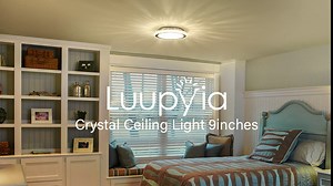 Luupyia Mini Flush Mount LED Ceiling Light with Crystal, 9.44 Inches Small LED Light Fixtures Ceiling Mount, 4000K 1980LM, Small Overhead Light Fixture for Hallway Closet Entryway