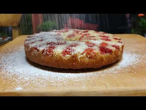 Raspberry Upside down Cake with Raspberries from our Garden