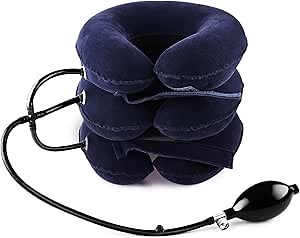 Hotodeal Cervical Neck Traction Device, Neck Stretcher for Instant Neck Pain Relief,Inflatable & Adjustable Neck Support Brace Neck Traction Pillow,Blue