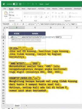 Belajar Excel - Membuat Nomor Urut Dengan Format Khusus Secara Otomatis & Dinamis di Microsoft Excel