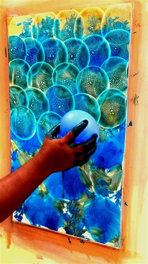 this Wall Texture Design create by camel oil tube with balloon #texture #painting #shorts #reels