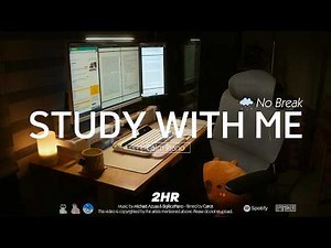 🥕2-HOUR STUDY WITH ME Late night🌙 | 🎹Calm Piano, Rain Sounds | No Break