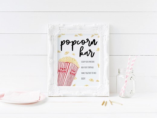 Popcorn Bar Sign Template, Printable Treat Table Concession Stand Decor Download, BS-67 - Etsy