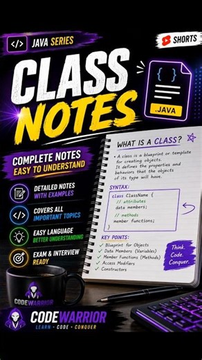 Class Notes in Java 📚🔥 | Complete Java Class Revision in 60 Seconds 🚀