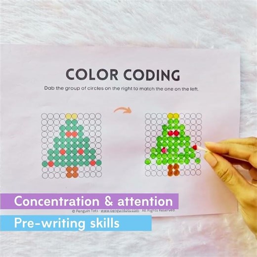 Color Coding Dab Art #finemotorskills #braingymforkids #montessoriathome #kindergartenactivities