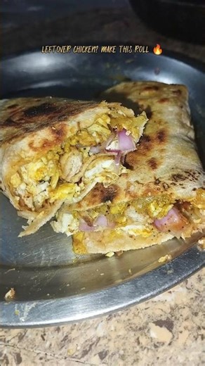 Super quick & tasty chicken egg roll using leftover chicken curry 😋 #shorts #cooking #chickenroll