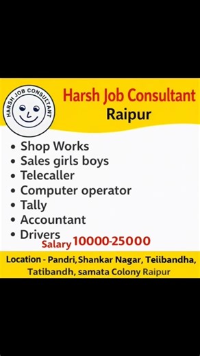 Raipur Me Job Chahiye? Multiple job Vacancy Contact Harsh Job Consultant 📞 9131801661