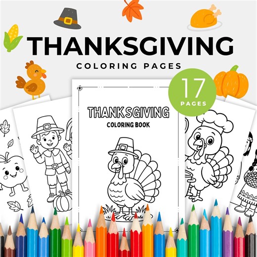 Thanksgiving Coloring Pages for Kids, Fall Coloring Book, Turkey Coloring Sheet, Pumpkin, Thanksgiving Activity, Pilgrim Hat, Pumpkin Pie - Etsy