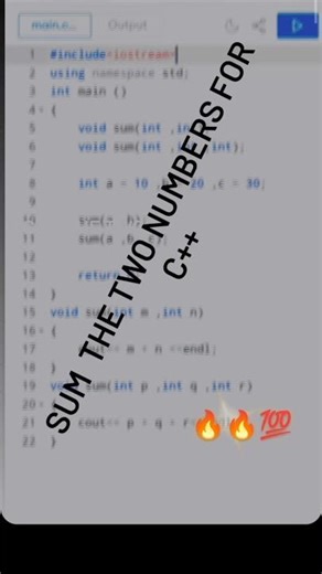 #sum the two numbers for c++ 😎💯