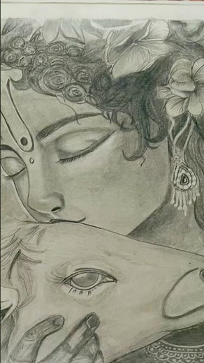 Pencil Sketch of Lord Krishna | Divine Art | Krishna Ji Drawing