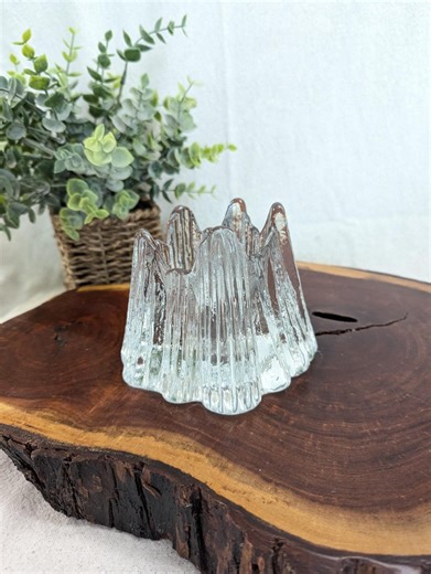 Swedish 'rune Strand' Glass Volcano/iceberg Candle Holder - - Etsy