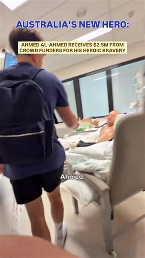 Maccabee Task Force on Instagram: "In a powerful moment of unity and gratitude, world famous humanitarian social media influencer @mdmotivator presented Ahmed Al-Ahmed with a $2.5M check from GoFundMe, donated by more than 43,000 people around the world. Ahmed was shot while wrestling a weapon away from one of the terrorists during the Bondi Hanukkah massacre, an act of courage that saved lives. When asked about his actions, Ahmed said they came straight from the heart. In the face of hatred and