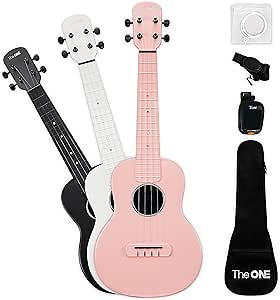 The ONE Concert Ukulele 23 Inch Carbon Fiber Ukulele Kit for Kids and Adults with Carbon Strings, Bag, Strap, Tuner, Spare Strings (Carbon) and Cleaning Cloth