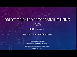 UNIT2 LECTURE 24 ERRORS AND EXCEPTIONS HANDLING IN JAVA