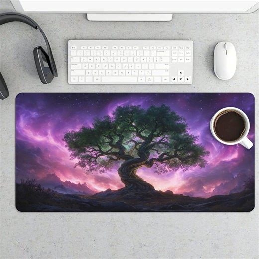 Fantasy Nebula Tree Gaming Mouse Pad – Cosmic Purple Desk Mat, Large Office Decor - Etsy