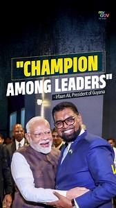 President of Guyana, Irfaan Ali, lauded PM Narendra Modi as a 'champion among leaders,' highlighting his transformative leadership and contributions to the developing world. He praised PM Modi’s governance model, which has inspired nations like Guyana. #PMModiVisitToGuyana #PMModiInGuyana #PMModiGuyanaVisit | MyGovIndia