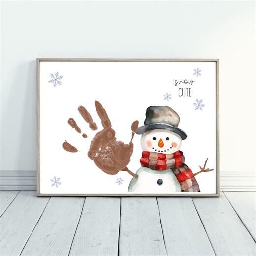 Snow Cute Snowman Handprint Craft DIY, Preschool Toddler Handprint Art Winter, Paint Handprint Christmas Keepsake Art - Etsy