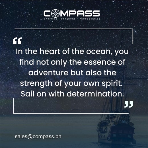 At COMPASS, we believe that the journey through the seas is not just a career but a voyage towards discovering your true potential. Here, we are dedicated to equipping you with the skills, knowledge, and confidence to navigate the challenges of the maritime world. 🚢 Whether you're aspiring to become a seasoned seafarer or looking to enhance your maritime skills, our comprehensive training programs are designed to guide you every step of the way. 🌟 Join our community of maritime professionals a
