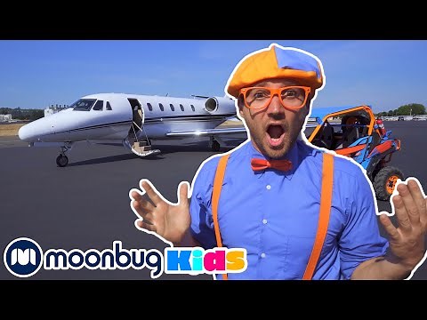 BLIPPI Explores a Private Jet | Kids Fun & Educational Cartoons | Moonbug Play and Learn