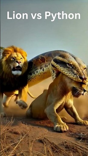 Lion vs Python 🐍🦁 | Wild Clash of Predators | Epic Animal Battle Animation