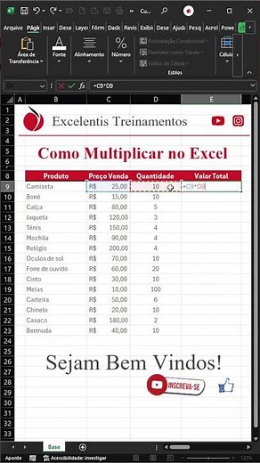 [EXCEL] Como Multiplicar no excel #excel #aprendeexcel #planilhas #dashboard #exceltips #multiplicar