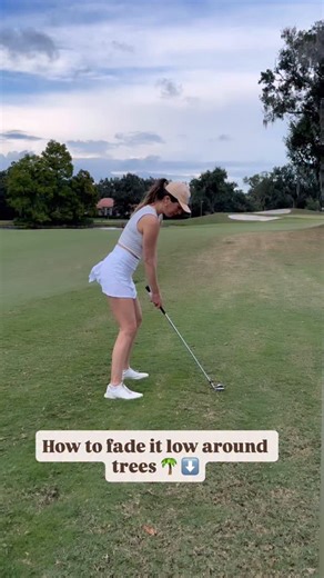 4.9K views · 392 reactions | Low fade around trees 1. Narrow your stance 2. Weight slightly forward 3. Aim your feet where you want the ball to start 4. Aim the club face where you want the ball to finish 5. Keep club face square as long as you can after impact (6. Feel a little out to in swing path, especially if you want to keep the ball low and only open the face a little) #golftip #fade #performancecoaching #golf #shortgame #lpga #instagolf | Sandra Gal | Facebook
